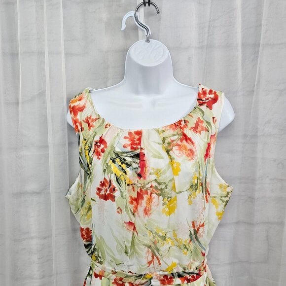 NY Collection Yellow Coral Floral Sleeveless Midi Dress Romantic Ethereal 1X - Picture 2 of 14